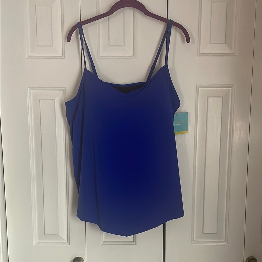 Blue Asymmetrical Swim Tankini